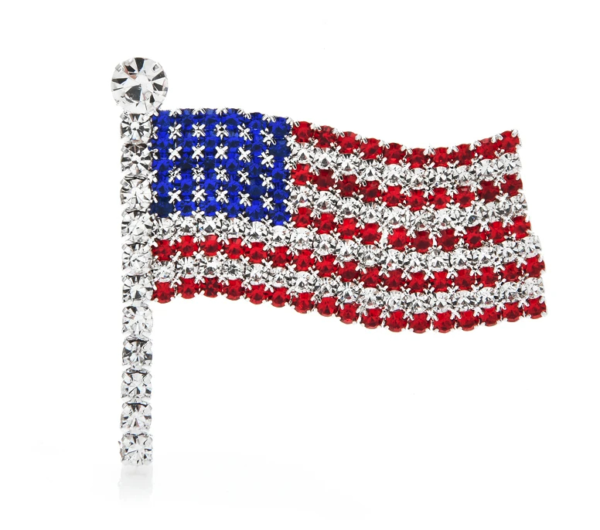 American Flag Gem Brooch